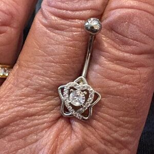 Belly Button Ring-Stainless Steel Zirconia Navel Belly Button Ring nwt